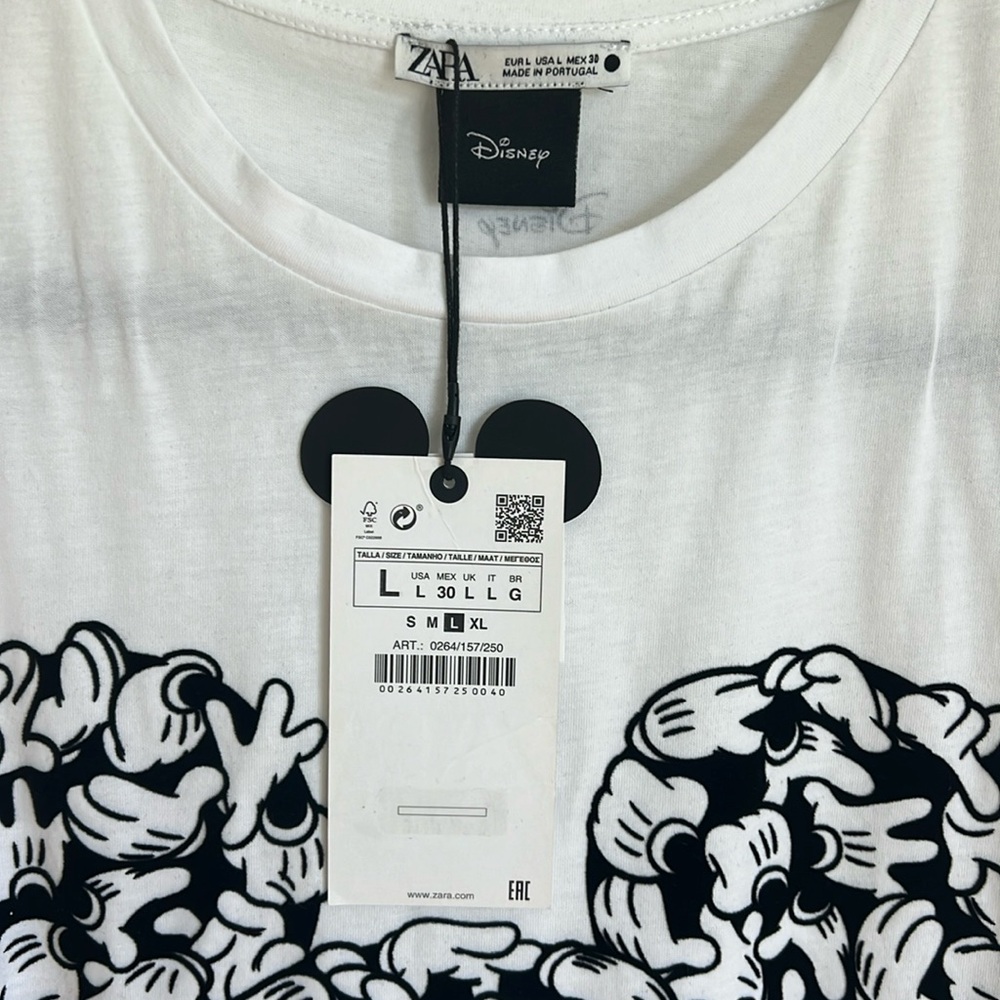 🕶️Zara new Mickey Mouse Felted Disney T-Shirt Size Large - Picture 3 of 6